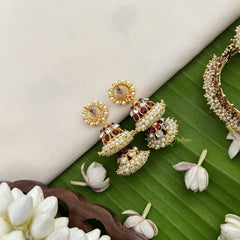 Vriksham Traditional Kemp Double Jhumkas-Pearl-G18572