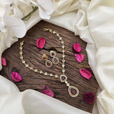 Vriksham AD Stone Tear Drop Dual Pendant Neckpiece-Red-G16321