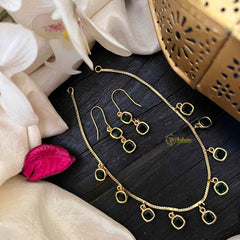 Vriksham Square Green-Color Navratna Style Minimalist Charm Neckpiece-G22309