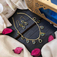 Vriksham Square Green-Color Navratna Style Minimalist Charm Neckpiece-G22309