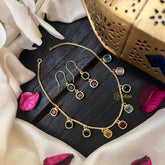 Vriksham Square Multi-Color Navratna Style Minimalist Charm Neckpiece-G22307