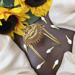 Vriksham Gold Look Alike Lakshmi with Dual Peacock Vangi /Armlet-Red Green-Gold Bead-G20992