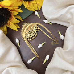 Vriksham Gold Look Alike Lakshmi with Dual Peacock Vangi /Armlet-Red Green-Gold Bead-G20992