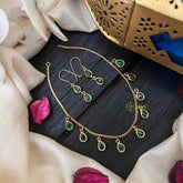 Vriksham Aurora Green Stone Pear Shape Minimalist Charm Neckpiece-G22311