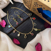 Vriksham Aurora Multi-Stone Pear Shape Minimalist Charm Neckpiece-G22310