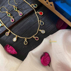 Vriksham Aurora Multi-Stone Pear Shape Minimalist Charm Neckpiece-G22310