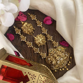 Vriksham Exquisite AD Stone Lakshmi Pendant Short Neckpiece-Gold Bead-G16447