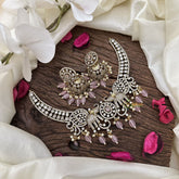 Vriksham Dual Elephant Victorian Hasli Choker-Pastel Pink-G16295