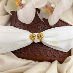 Vriksham Antique Matte Gold Sunburst Green Adjustable Toe Rings-G21654