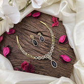 Vriksham Tear Drop AD Stone Hasli Choker-Purple-G16276