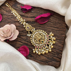 Vriksham Designer Lakshmi With Pearl Work Maang Tikka-Pearl-G19375