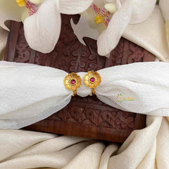 Vriksham Blossom Gold Finish Floral Adjustable Toe Rings-Red-G21647