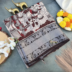 Vriksham Dark Red Kalamkari Saree with Kanchi Border-VS4318