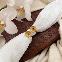 Vriksham Blossom Gold Finish Floral Adjustable Toe Rings-Green-G21648