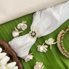 Vriksham Precious Kemp Finger Ring-White Red -Pearl-G18530