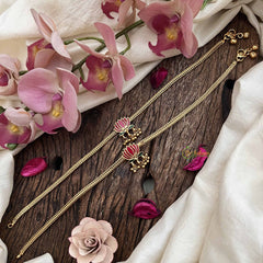 Vriksham Elegant Gold Look Alike Lotus Anklets-G20290