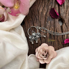 Vriksham Traditional Silver With 3 Layered Silver Dot Chain Nose Pin/Nath-S1072