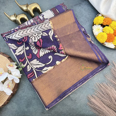 Vriksham Off White Kalamkari Saree with Kanchi Border-VS4314