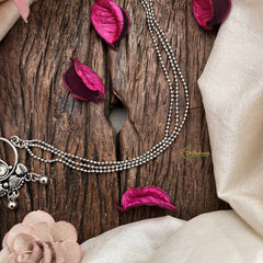 Vriksham Traditional Silver With 3 Layered Silver Dot Chain Nose Pin/Nath-S1072