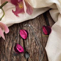 Vriksham Traditional Silver With 3 Layered Silver Dot Chain Nose Pin/Nath-S1072