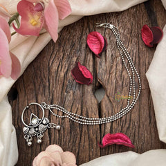 Vriksham Traditional Silver With 3 Layered Silver Dot Chain Nose Pin/Nath-S1072