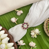 Vriksham Precious Kemp Finger Ring-White Red-Pearl-G18527