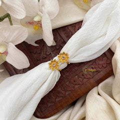 Vriksham Vintage Textured Disc Floral White Adjustable Toe Rings-G21664