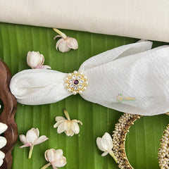 Vriksham Traditional Kemp Finger Ring-Red White-Pearl-G18529