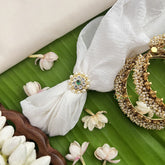 Vriksham Traditional Kemp Finger Ring-Green White-Pearl-G18525