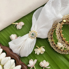 Vriksham Traditional Kemp Finger Ring-Green White-Pearl-G18525