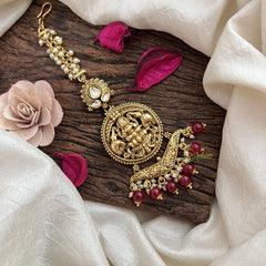 Vriksham Kanak Laxmi Maang Tikka-Red Bead-G19399