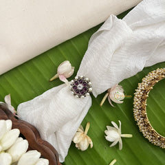 Vriksham Precious Kemp Finger Ring-White Red-Pearl-G18545