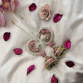 Vriksham Royal Peacock Kundan Jadau With Pearl Lined Maatil & Ear Cuff Jhumkas-J3741