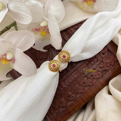 Vriksham Antique Gold Medallion Design Red Adjustable Toe Rings-G21656