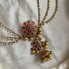 Elegant AD Stone Floral Jada Billai with Pearl Maatil-G13720