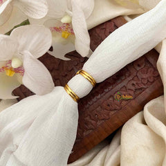 Vriksham Antique Gold Medallion Design White Adjustable Toe Rings-G21655