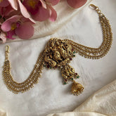 Antique Radha Krishna Jada Billai with Pearl Maatil-Red Green Beads-G13716