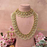 Vriksham Elegant Diya Style Pearls Detailing Guttapusalu Bridal Set-White Green & Red-G21093
