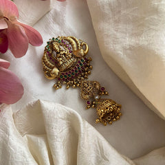 Gold Look Alike Lakshmi with Dual peacock Jada Billai-G13721