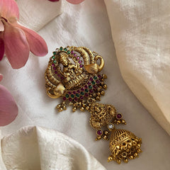 Gold Look Alike Lakshmi with Dual peacock Jada Billai-G13721