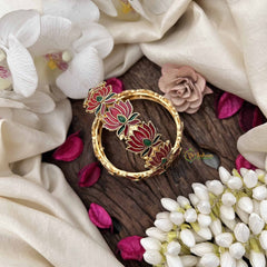 Vriksham Traditional Gold Bangles With Red Lotus & Green & Red  Enamel Work Bangles-G20295