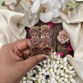 Vriksham Traditional Gold Bangles With Maroon Lotus & Leaf Enamel Work Bangles-G20294