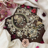 Vriksham Exquisite Nita Ambani Short Guttapusalu Neckpiece-White-Pastel Green Bead-G21095