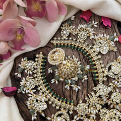 Vriksham Exquisite Nita Ambani Short Guttapusalu Neckpiece-White-Pastel Green Bead-G21095