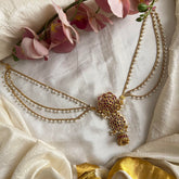 Designer Kemp Floral Jada Billai with Pearl Maatil-Bun Billai-G13731