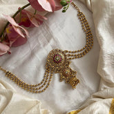 Elegant Floral Jada Billai with Golden Pearl Maatil-Bun Billai-G13713