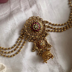 Elegant Floral Jada Billai with Golden Pearl Maatil-Bun Billai-G13713