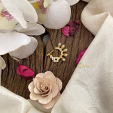 Vriksham Premium Golden Naths/Nose pin-Pearl-Square-White-G17427