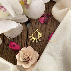 Vriksham Premium Golden Naths/Nose pin-Pearl-Square-White-G17427