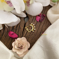 Vriksham Premium Golden Naths/Nose pin-Pearl-Square-Red-G17426